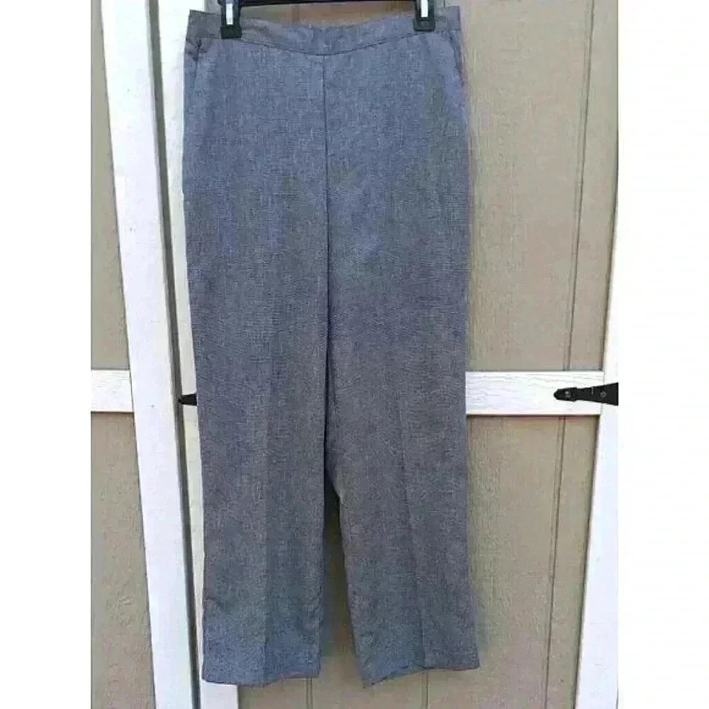 Alfred Dunner Woman's Dress Pants Size 10P Black And White Check‎ Pattern